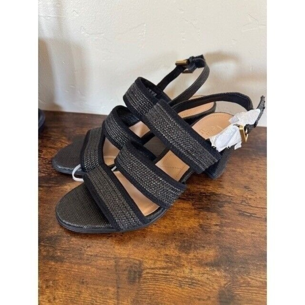 NEW Franco Sarto black healed slip on sandal with adjustable ankle strap Size 7